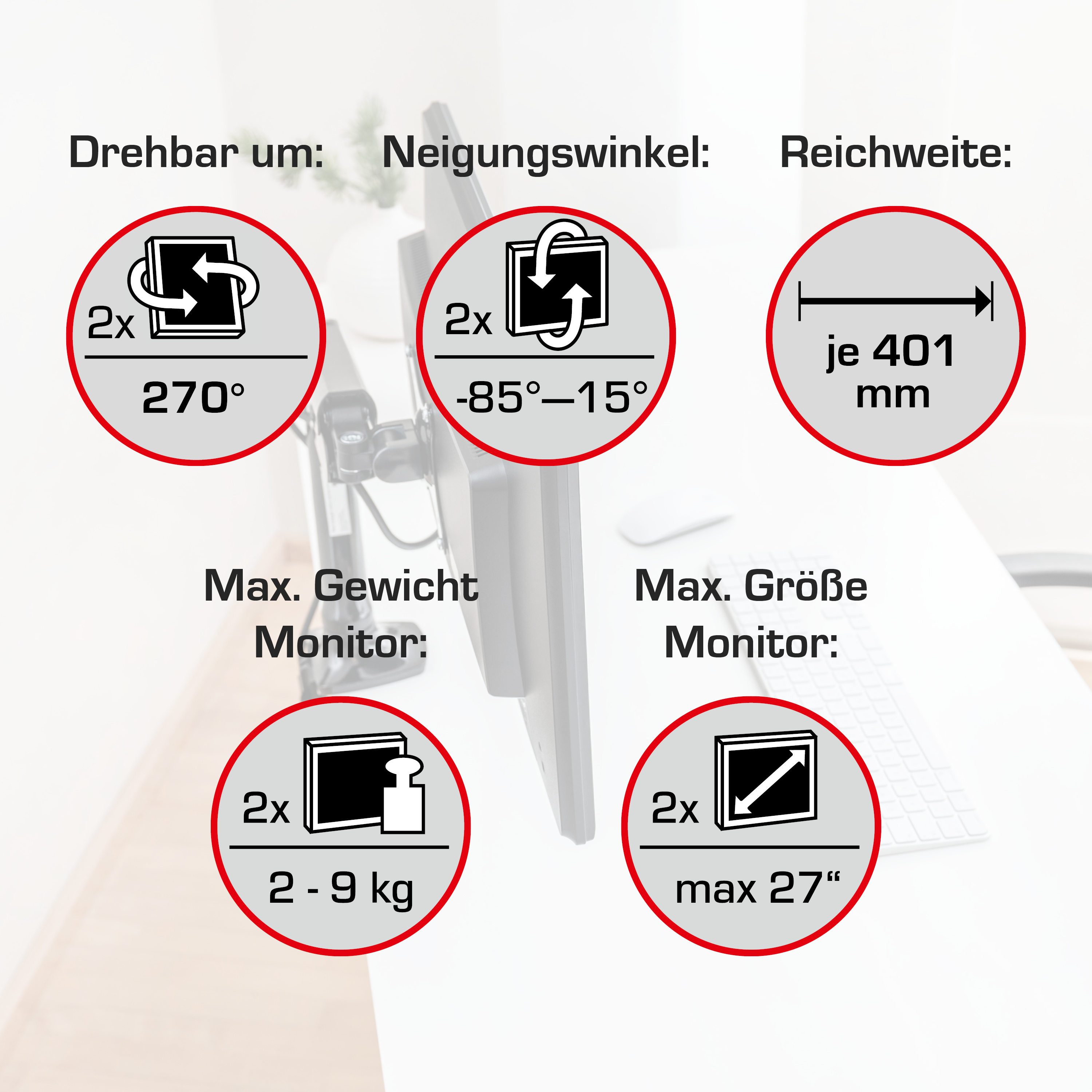 Monitor-Schwenkarm Office Duo Home