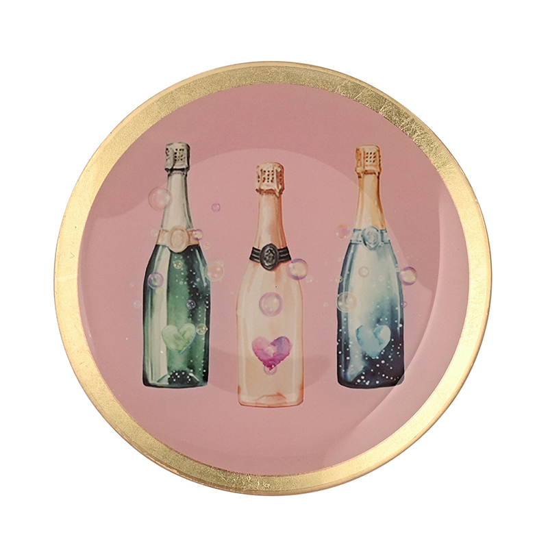 Love Plates Glasteller M - Champagner Flaschen
